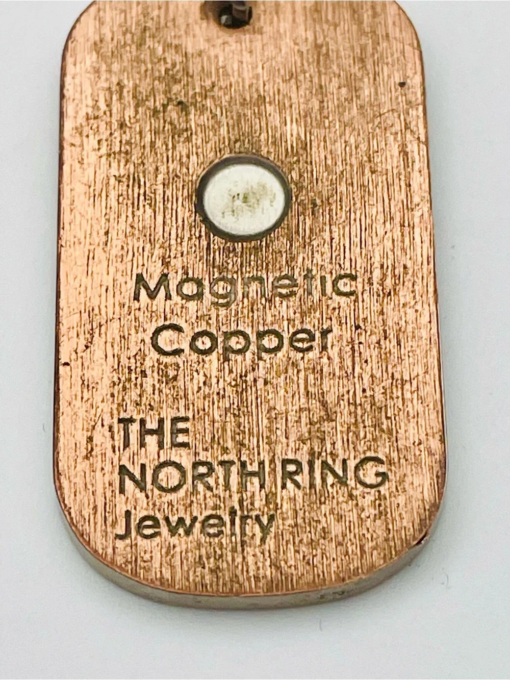 The North Ring Silver Copper, Magnetic DogTag Pendant w/Cross & Celtic scrolls